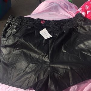 Black pleather shorts